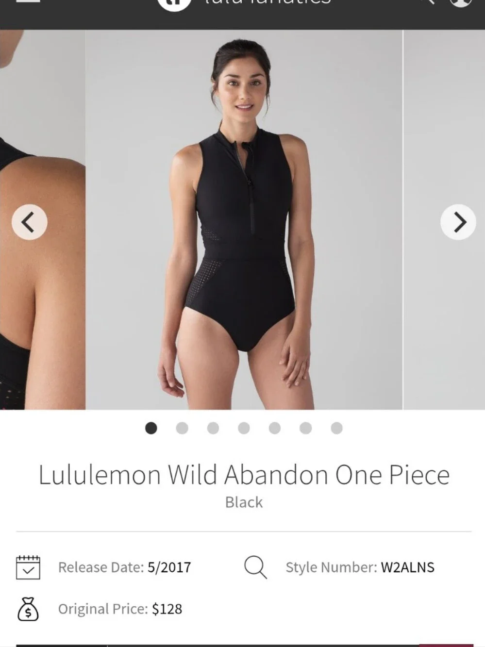 Lululemon Athletica Sz 8 Wild Abandon Black High-Neck Zip One-Piece Swim W2ALNS